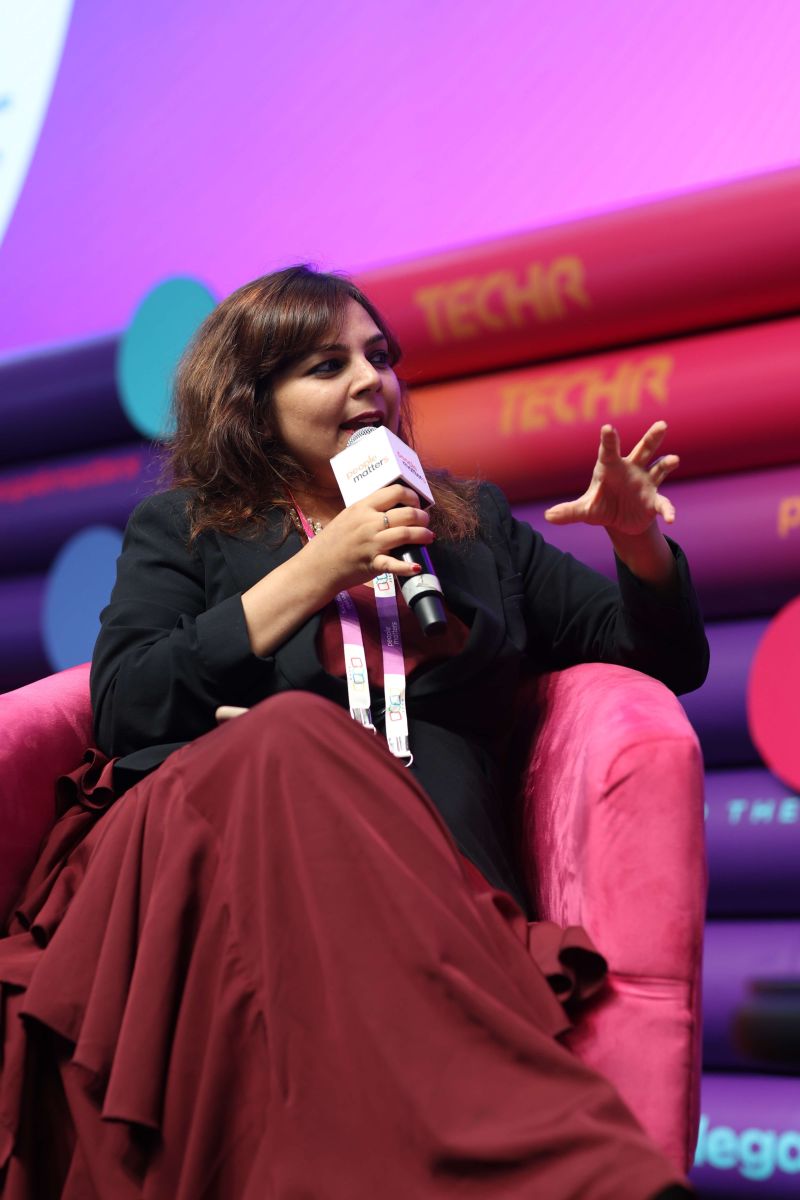 Neelu Agarwal on stage at People Matters TechHR