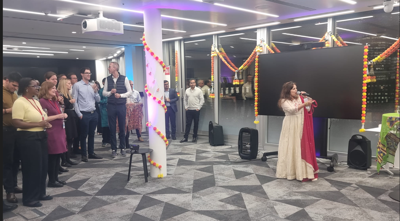 Neelu speaking at Diwali Celebration